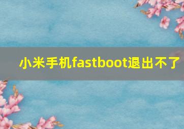 小米手机fastboot退出不了