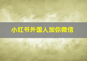 小红书外国人加你微信