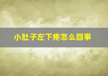 小肚子左下疼怎么回事