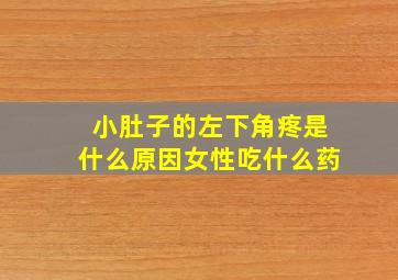 小肚子的左下角疼是什么原因女性吃什么药