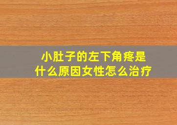 小肚子的左下角疼是什么原因女性怎么治疗