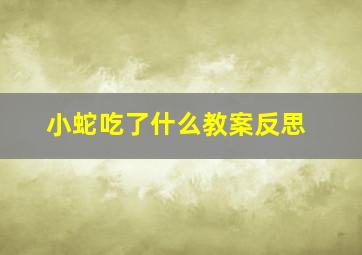 小蛇吃了什么教案反思