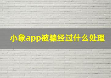 小象app被骗经过什么处理