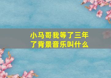 小马哥我等了三年了背景音乐叫什么