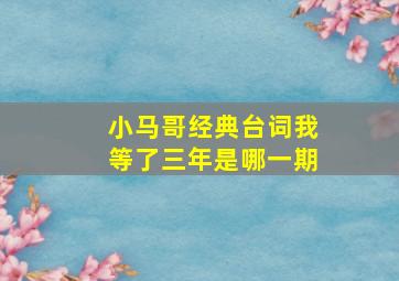 小马哥经典台词我等了三年是哪一期