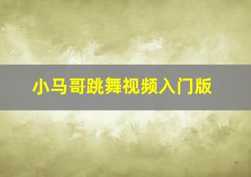 小马哥跳舞视频入门版