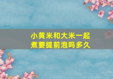 小黄米和大米一起煮要提前泡吗多久