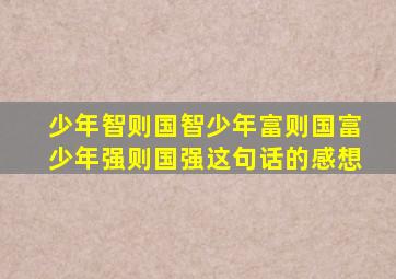 少年智则国智少年富则国富少年强则国强这句话的感想