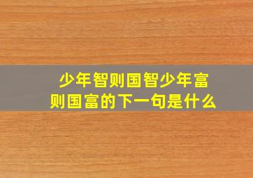 少年智则国智少年富则国富的下一句是什么