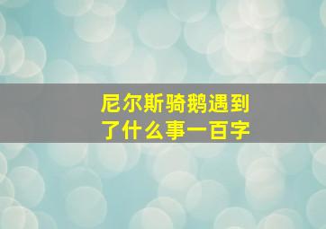 尼尔斯骑鹅遇到了什么事一百字