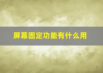 屏幕固定功能有什么用