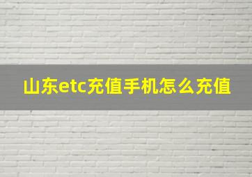 山东etc充值手机怎么充值