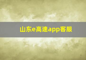 山东e高速app客服