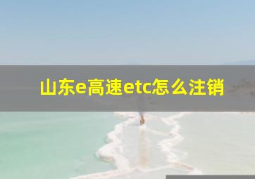 山东e高速etc怎么注销