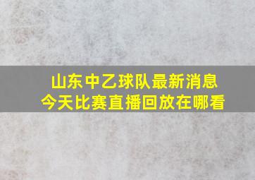 山东中乙球队最新消息今天比赛直播回放在哪看