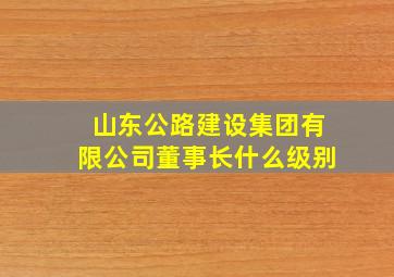 山东公路建设集团有限公司董事长什么级别