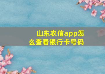 山东农信app怎么查看银行卡号码