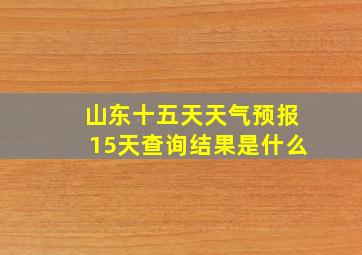 山东十五天天气预报15天查询结果是什么