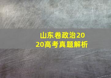 山东卷政治2020高考真题解析