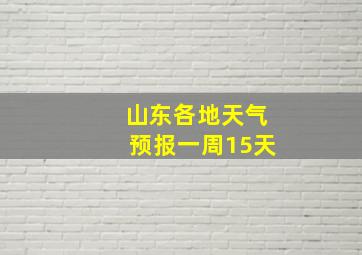 山东各地天气预报一周15天