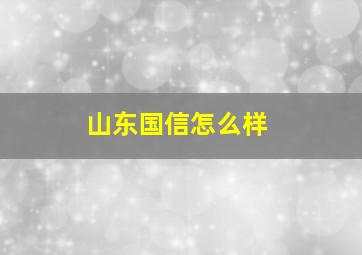 山东国信怎么样