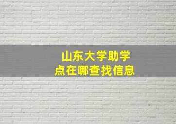 山东大学助学点在哪查找信息