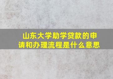 山东大学助学贷款的申请和办理流程是什么意思