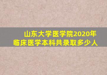 山东大学医学院2020年临床医学本科共录取多少人