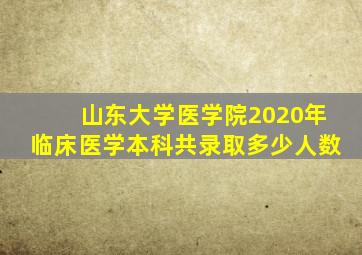 山东大学医学院2020年临床医学本科共录取多少人数