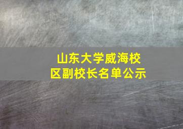 山东大学威海校区副校长名单公示