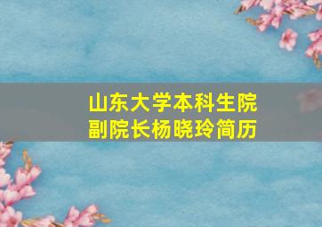 山东大学本科生院副院长杨晓玲简历