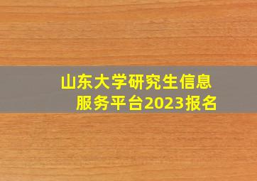 山东大学研究生信息服务平台2023报名