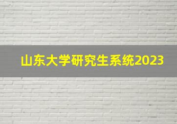 山东大学研究生系统2023