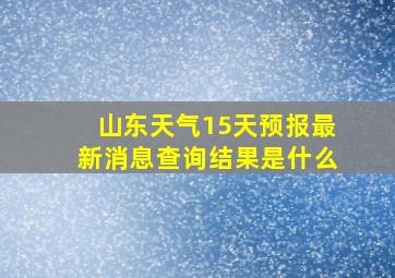 山东天气15天预报最新消息查询结果是什么