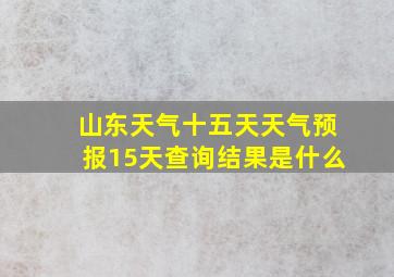 山东天气十五天天气预报15天查询结果是什么