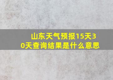 山东天气预报15天30天查询结果是什么意思