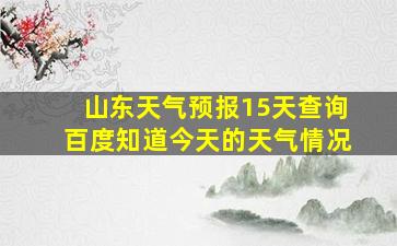 山东天气预报15天查询百度知道今天的天气情况