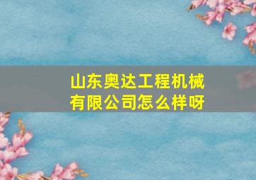 山东奥达工程机械有限公司怎么样呀