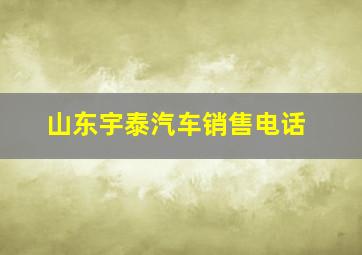 山东宇泰汽车销售电话