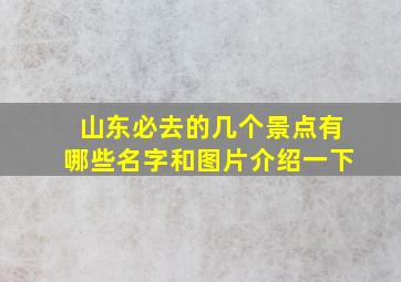 山东必去的几个景点有哪些名字和图片介绍一下