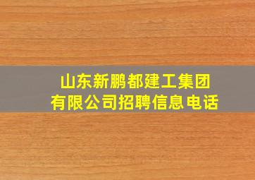 山东新鹏都建工集团有限公司招聘信息电话