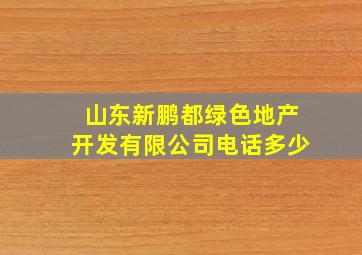 山东新鹏都绿色地产开发有限公司电话多少