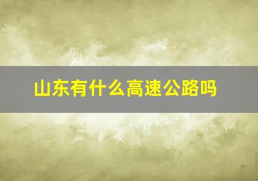 山东有什么高速公路吗