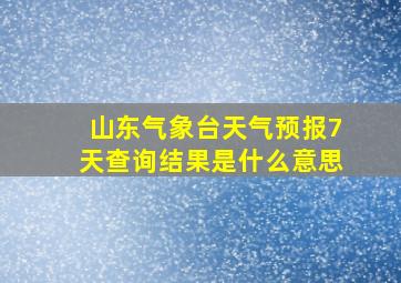 山东气象台天气预报7天查询结果是什么意思