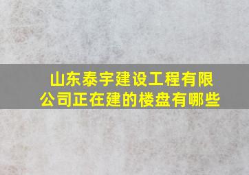 山东泰宇建设工程有限公司正在建的楼盘有哪些