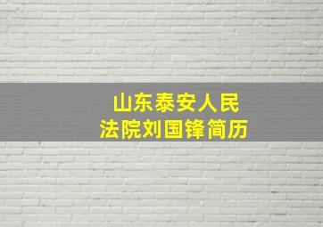 山东泰安人民法院刘国锋简历