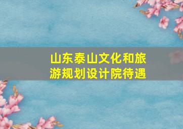 山东泰山文化和旅游规划设计院待遇