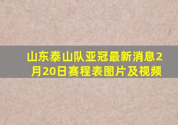 山东泰山队亚冠最新消息2月20日赛程表图片及视频