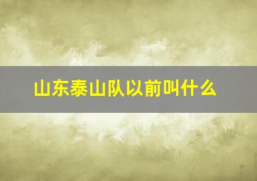 山东泰山队以前叫什么