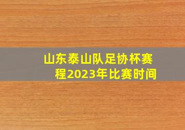 山东泰山队足协杯赛程2023年比赛时间